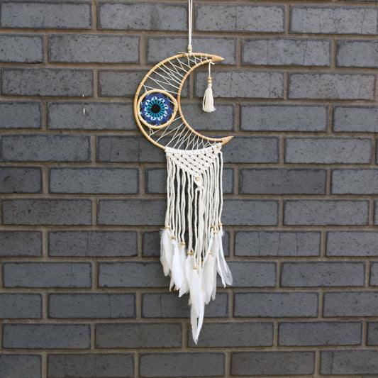 Bescherming Droomvanger - Macrame Maan blauw