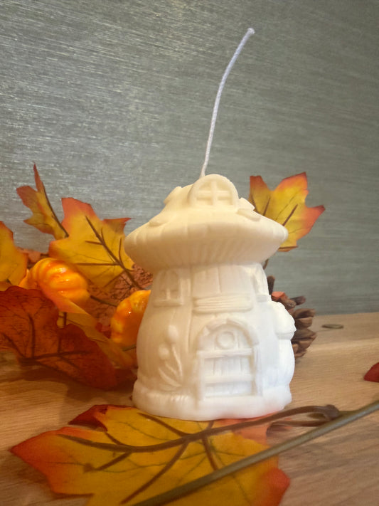 Paddestoel huisje kaars